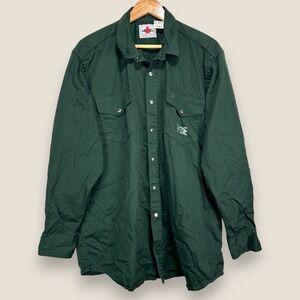 MWG Pearl Snap Western Shirt Men XL 17.5 Green Southwest Cotton Canada Made